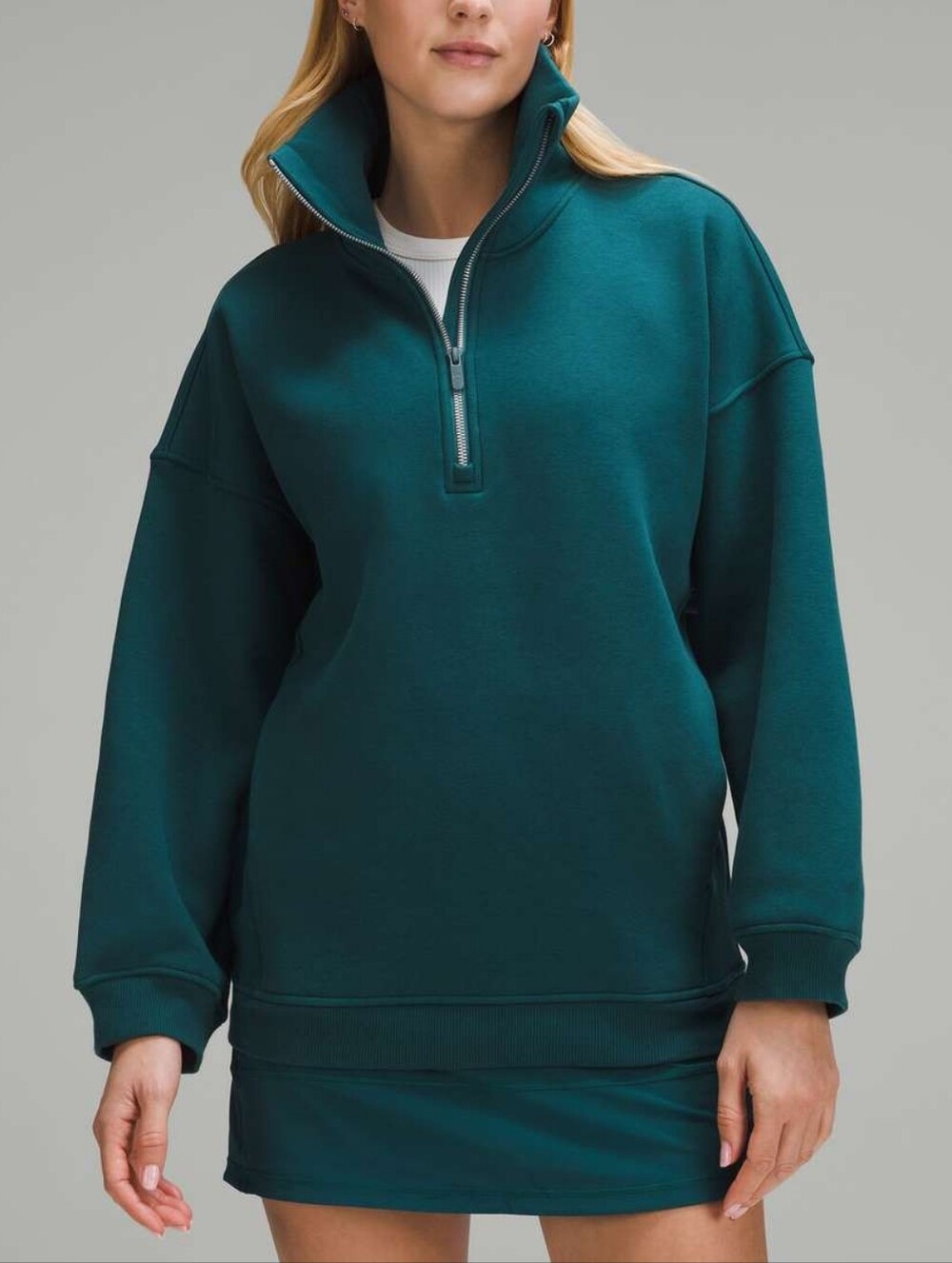 Lululemon Thick Long Fleece Half Zip in Storm Teal